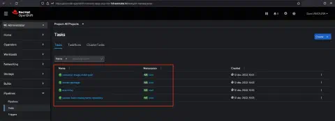 Tekton all tasks