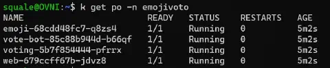 emojivoto namespace no sidecar