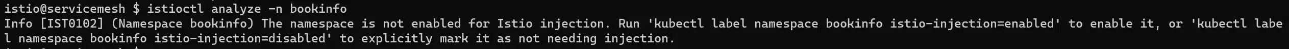 istioclt analyze -n bookinfo
